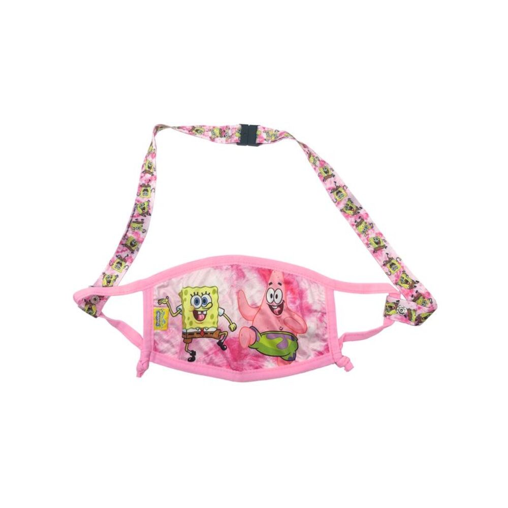 New Kids Girls Spongebob Squarepants Reusable Face Mask Pink w/ Removable Strap
